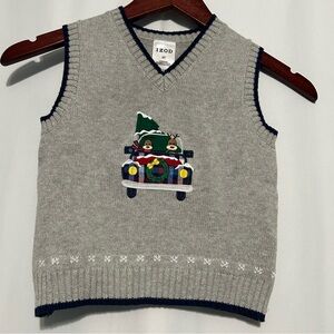 IZOD Gray Kids Sweater Vest with Festive Car Design sz 3T